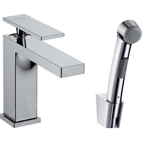 Hansgrohe Tecturis E - Mitigeur de lavabo avec vidage Push-Open et douchette de bidet, EcoSmart, chrome 73210000 (1/5)