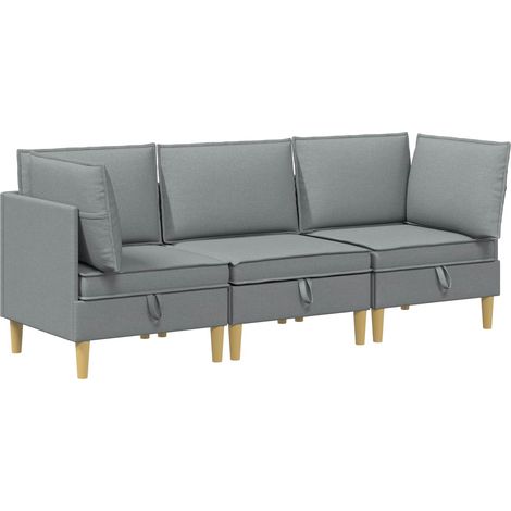 vidaXL Modular Sofa Set with Storage 3 pcs Light Grey Fabric