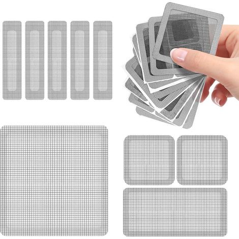 Kit de réparation moustiquaire 39 pièces, ruban adhésif fibre de verre, gris (1/5)