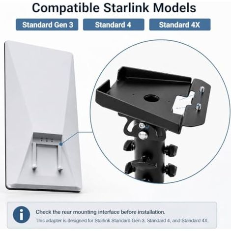 Support de mat pour Starlink Gen 3, adaptateur 28–45 mm (1/4)