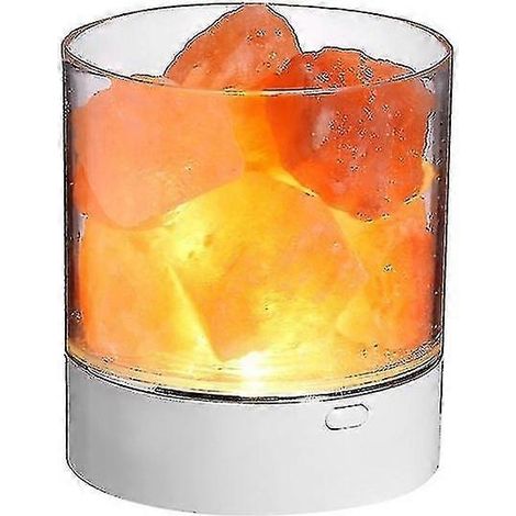 Lampe de cristal USB, lampe de sel naturel de l'Himalaya, purificateur d'air, lampe de table à lumière chaude pour la chambre à coucher, effet lave (1/5)