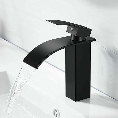Reduction Single lever basin mixer--Bathroom faucet Single hole waterfall basin mixer Single lever washbasin faucet -black