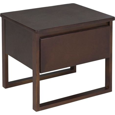 Bedside Table Dark Pinewood 50 x 41 cm Drawer Oiled Finish Contemporary GIULIA