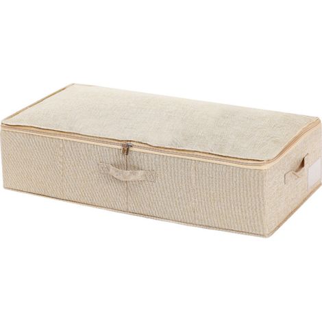 2 Boîte de rangement, Coton et chanvre, Fermeture éclair double curseur, Poignées renforcées, Sous le lit (1/5)