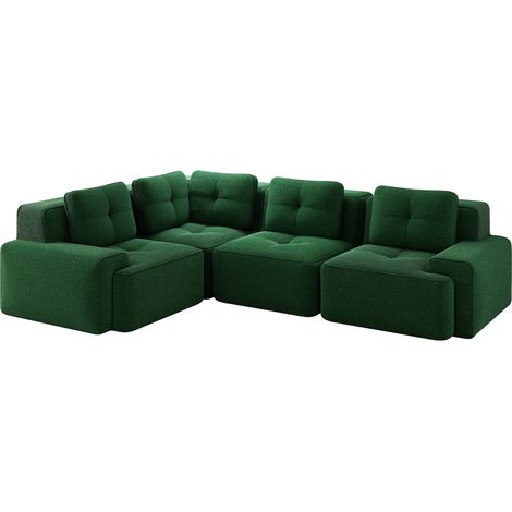 Divano modulare in velluto a coste verde, senza montaggio, 295 x 295 x 69 cm (1/5)