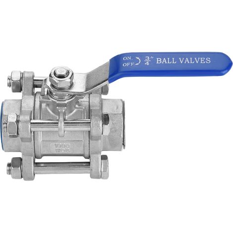 Dreiteiliges Kugelventil mit vollem Durchgang, Innengewinde, Edelstahl 304, 3/4" NPT, 1000 WOG (1/5)