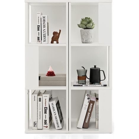 COSTWAY Libreria in Legno a 3 Livelli, Scaffale Espositivo con 6 Scomparti, Scaffale Multifunzionale per Soggiorno Studio Ufficio, 33x33x100,5cm (Bianco) (1/5)