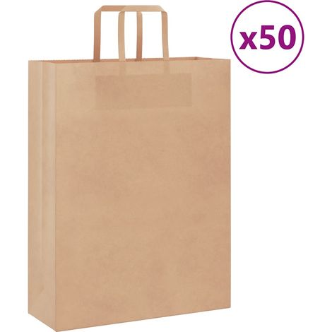 vidaXL Sacs en papier 50 pcs avec poignées marron 32x12x42 cm