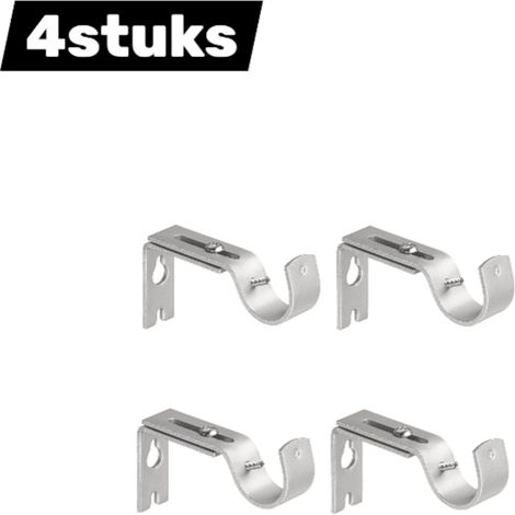 Lot de 4 supports de tringle à rideaux métalliques réglables pour rideaux lourds compatibles avec les tubes de 25 mm argenté (1/4)