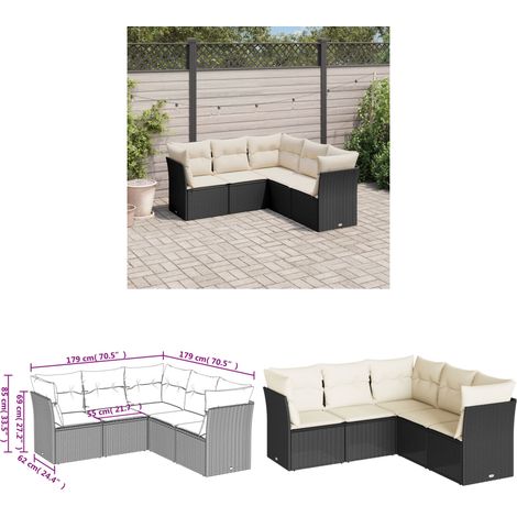 Salon de jardin 5 pcs avec coussins noir résine tressée - Ensemble Salon De Jardin - Mobilier Extérieur - Résine Tressée - Rotin Synthétique - Chaise Lounge - Home & Living (1/3)