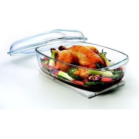 Cocotte rectangulaire en verre 6.5L – Résistante jusqu'à 300°C – Compatible micro-ondes et congélateur – Nettoyage facile au lave-vaisselle – Pyrex (1/4)