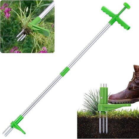 Outil de désherbage manuel en acier inoxydable avec 3 griffes, outil de jardinage extracteur de pissenlit, outil de désherbage manuel, pour outil de désherbage de jardin
