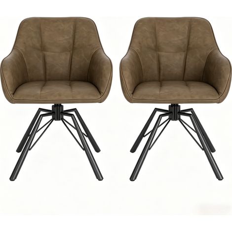 Chaises de salle à manger pivotantes en similicuir vintage, larges et confortables, lot de 2 (1/5)