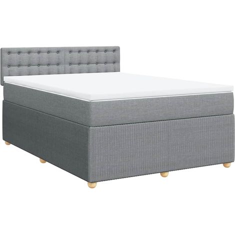 Maison Exclusive - Sommier à lattes de lit avec matelas Gris clair 140x200cm Tissu (1/5)