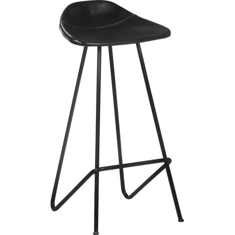 Maison Exclusive - Barhocker 2 Stk. Schwarz Echtleder