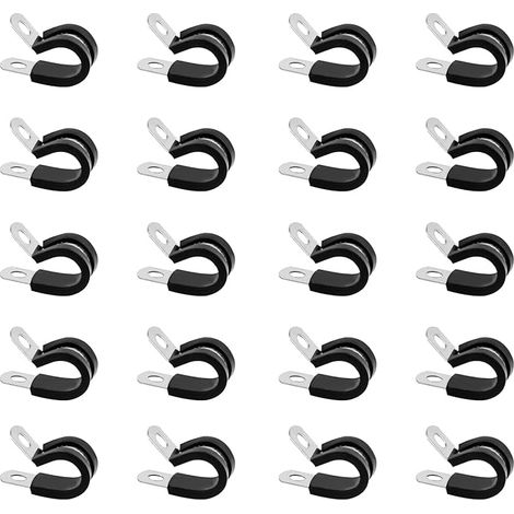 20 Pièces 8mm Collier de Fixation de Tubes avec Insert en Caoutchouc (1/5)