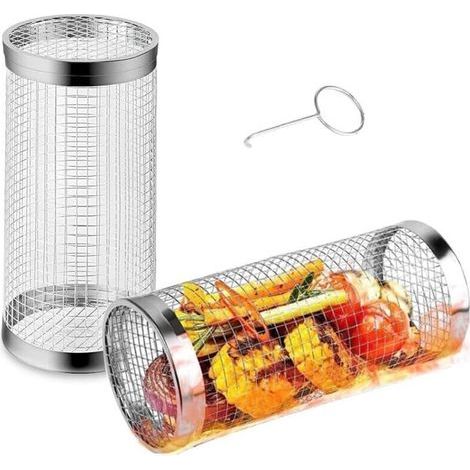 Grillkorb aus Edelstahl, 360° drehbar, ideal zum Grillen im Freien, Grillzubehör für verschiedene Speisen, Geburtstagsgeschenk für Männer, Väter, Ehemänner, Papas (1/5)