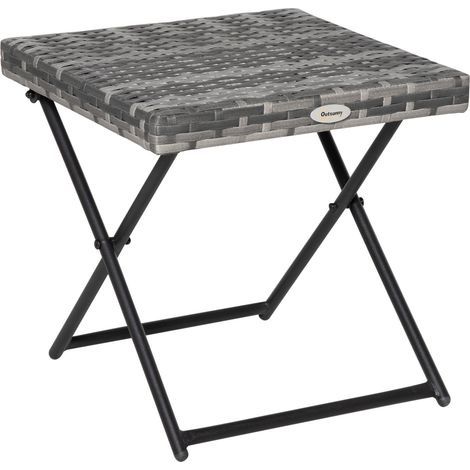 Table d'appoint pliante en polyrotin, table basse, table plateau, table de balcon, table de jardin, table de canapé, table à thé, mobilier de jardin, table en rotin pour jardin, terrasse, balcon, 40 x (1/5)