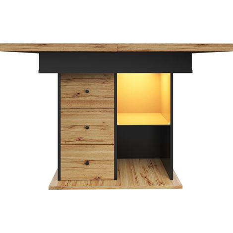 Mesa de comedor extensible con iluminación LED, MDF y metal, 110-140 x 80 cm (1/5)