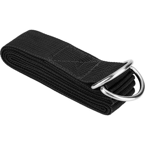 Ceinture De Stretch Réglable Avec Anneau D - Pour Yoga Et Pilates - En Coton Épais - Noir - 1 Pièce (1/5)