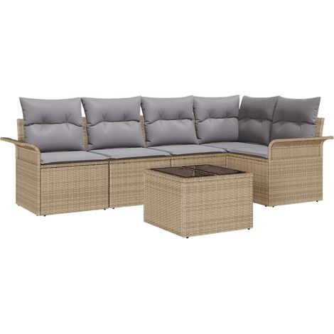 Maison Exclusive - Garten-Sofa-Set mit Kissen mit Speicher 6 pcs