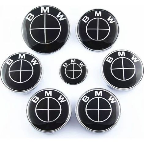 7X pour BMW Noir Emblème 82,74,45,68mm Avant/Heck/Lenkrad Abzeichen (1/5)