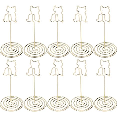 10 pièces Porte-Photo de Chat, Pince de Table Photo de Chat avec Bureau Debout Notes de Message Fil de Fer Fournitures de Bureau (1/5)