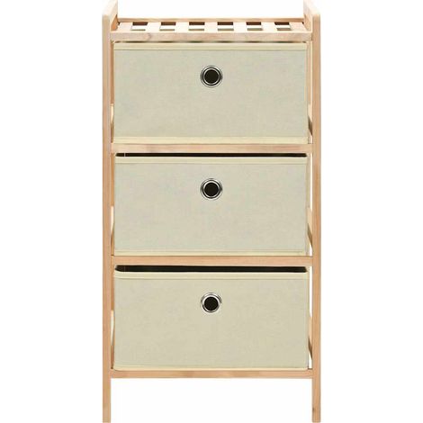 Scaffale con 3 Cesti in Tessuto in Legno di Cedro Beige DAS434254 (1/5)