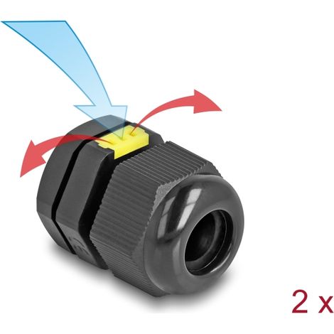 Delock Conector de cable M16 con ventilación IP68 polvo e impermeable negro 2 piezas