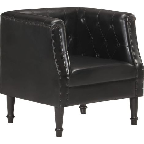 Fauteuil Noir Cuir véritable 7 (1/5)