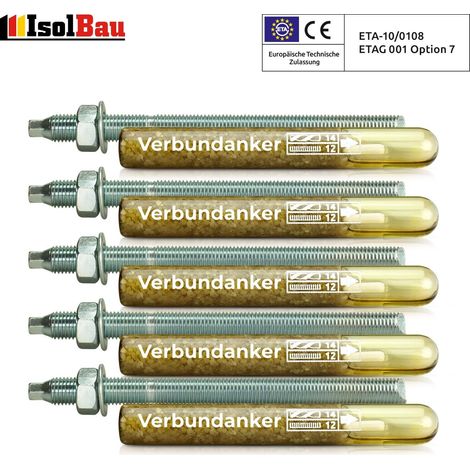 IsolBau Chemischer Dübel M12 + Gewindestange M12 x 220mm ETA 5 Stück. (1/5)