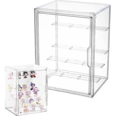 Vitrine Acrylique pour Collection, Boîte de Présentation Transparent à 4 Niveaux, Vitrine Exposition Plexiglas avec Porte Magnétique pour Minifigurine, Figurines Action, Objets de Collection, 27x22x36 (1/5)