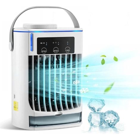Climatiseur portable 3 vitesses – Faible bruit – Réservoir 500ml – Pour camping, voiture, bureau, chambre – Rafraîchisseur d'air compact