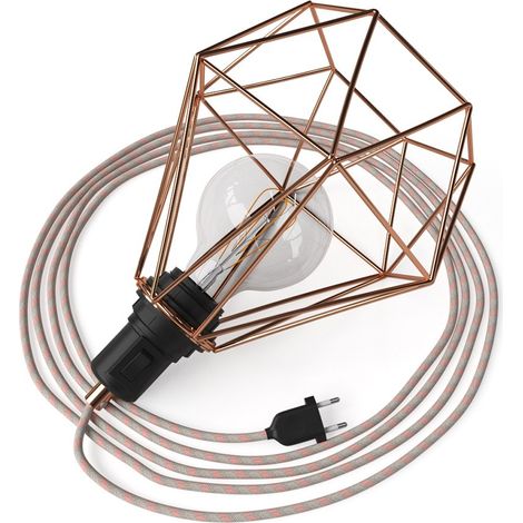 Creative Cables – Tischleuchte „Snake“ – Steckdosenleuchte mit diamantförmigem Lampenschirm (1/3)