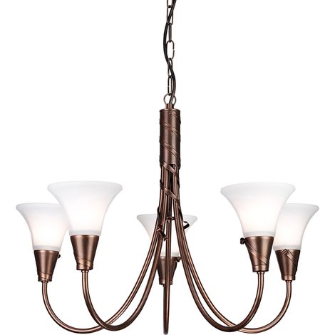 Elstead Emily - Lampadario a 5 luci multibraccio finitura rame, attacco E14