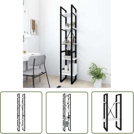 The Living Store Bücherregal 5 Fächer Weiß 40x30x175 cm Holzwerkstoff - Bücherregal - Holzregal - Weißes Bücherregal - Modernes Bücherregal - Industrielles Bücherregal (1/5)