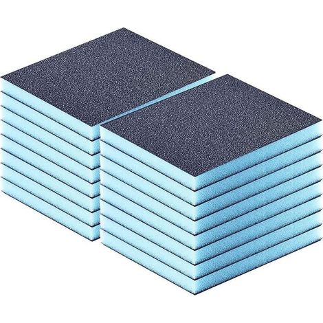 Lot de 16 Éponge abrasive (120 220), blocs de ponçage, réutilisable et lavable, pour plastique, bois et métal