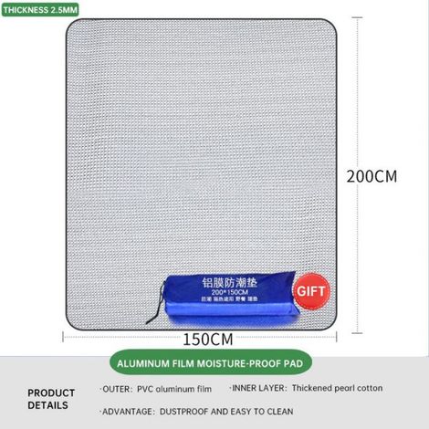 Tapis de sol camping,Polymères de sol en film d'aluminium double face,isolation étanche à l'humidité,mousse de - 1.5x2m[F544]