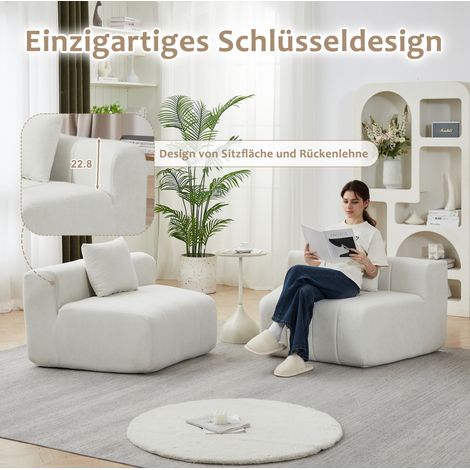 Sofa modulable 4 places en chenille beige, sans montage, pour salon FloraGrace (1/5)