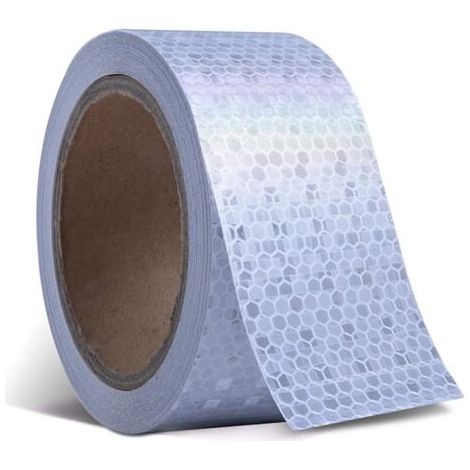 QORVA-5cm x 10m Ruban D'avertissement Réfléchissant, Ruban de Sécurité Réfléchissant de Auto-adhésive pour Installations de Transport Routier, Véhicules, Navires, Allées, Stade, équipement Mécanique (1/5)