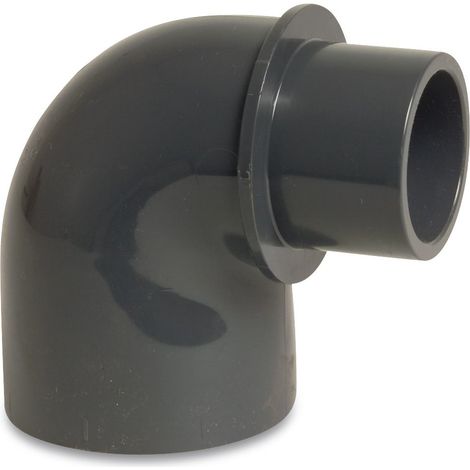 Mega Winkel 90° PVC-U 50/63 mm x 63 mm Klebemuffe/Klebestutzen x Klebemuffe 10 bar, grau