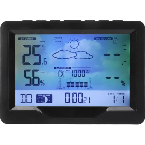 Horloge météo avec affichage de la température et de l'humidité, réveil avec prévisions météo pour la maison (1/5)