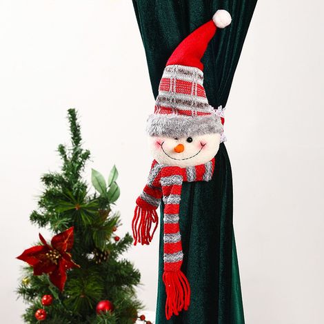 Cordon De Rideau Noel - Support En Peluche Forme Pere Noel - Pour Decoration Fenetre Interieure - Lot De 2