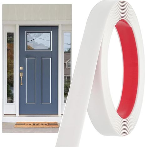 Plinthes autocollantes, moulure flexible à décoller et à coller pour miroirs, bords de carrelage, dosseret, décoration murale, bande de finition en plastique, blanc (6,1 m x 25 mm) (1/5)