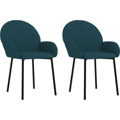 Chaises à manger lot de 2 bleu velours (1/5)