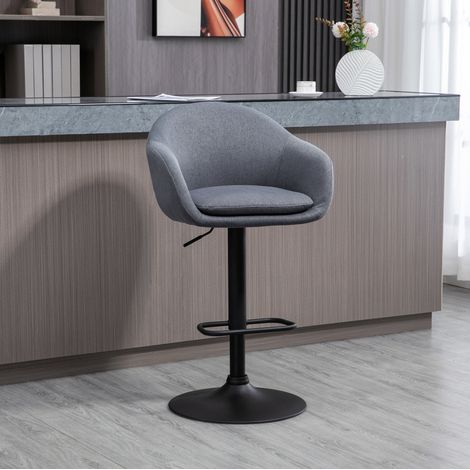Tabouret de bar en acier gris foncé, réglable en hauteur, pivotant 360°, 54 x 54 x 112 cm (1/5)
