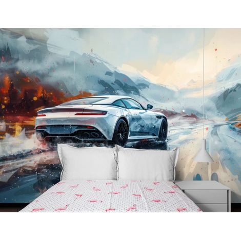 Papier Peint Voiture – Supercar dans la neige - 150 x 250 cm (1/2)
