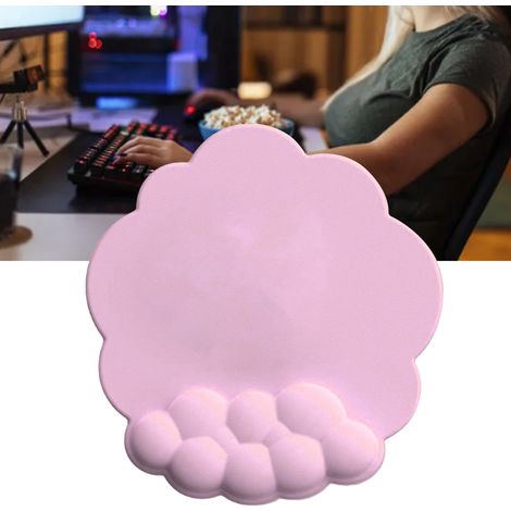 Tapis de souris ergonomique confort poignet, antidérapant gaming et bureau, rose clair