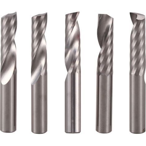 5 pièces fraises carbure CNC 6mm 1/4" simple flûte 22mm (1/5)