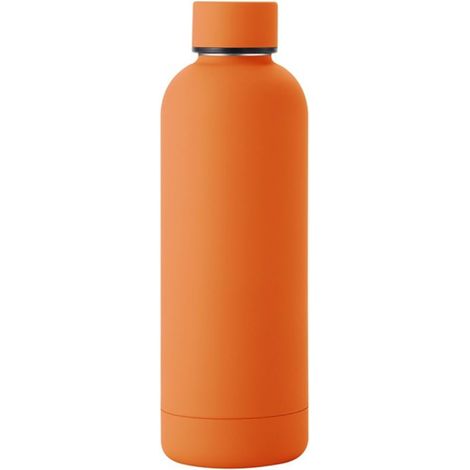 Gourde isotherme de sport en acier inoxydable 304 de 500 ml à petit goulot, orange, idéale pour les boissons froides. (1/5)